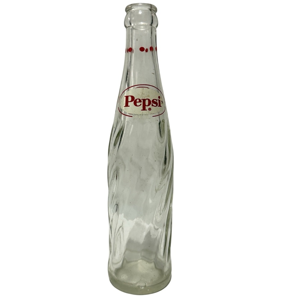 Vintage‎ 1960s Pepsi Cola Red Dot White Swirl Glass Soda Pop Bottle 10 fl oz